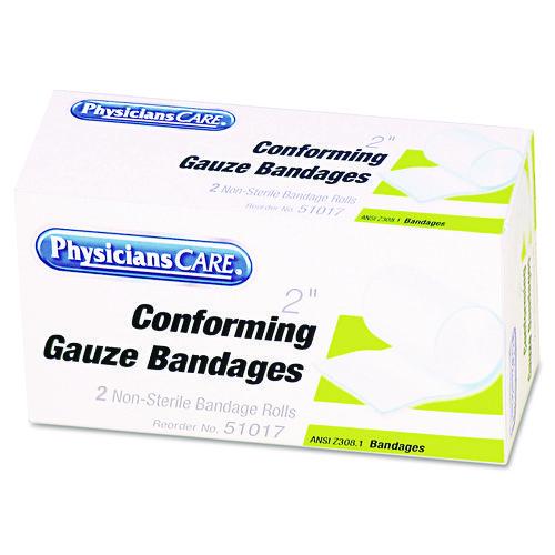 First Aid Conforming Gauze Bandage, Non-Steriile, 2" Wide, 2/Box