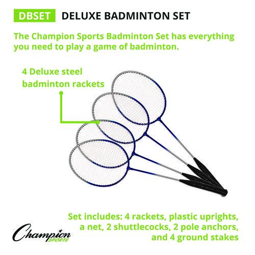 Deluxe Badminton Set, 20 ft Net with 4 Rackets, 2 Shuttlecocks