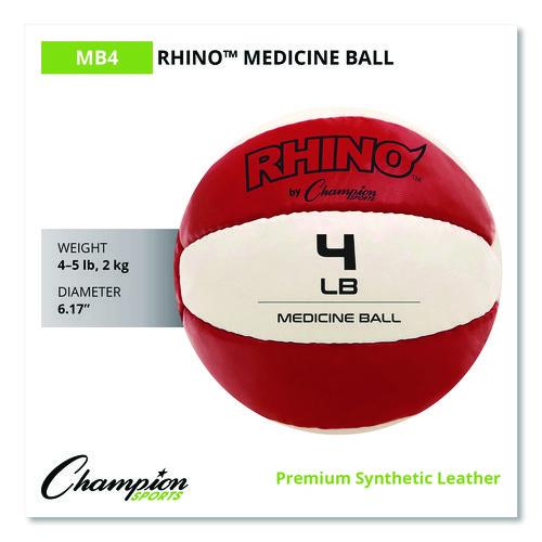 Rhino Leather Medicine Ball, 4 lb, Red/White