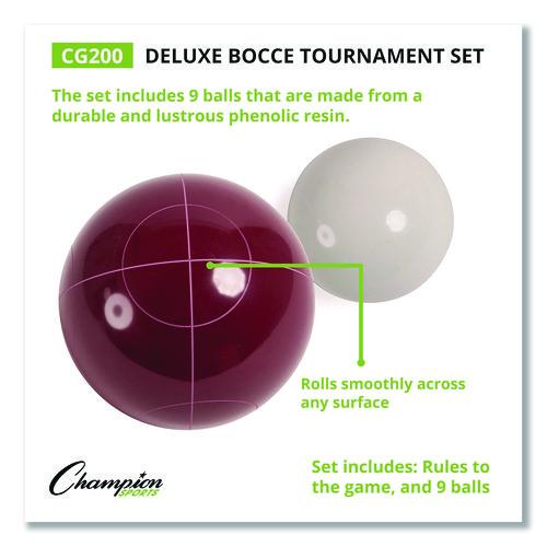 Deluxe Bocce Tournament Set, 4.25" dia Balls, Assorted Colors