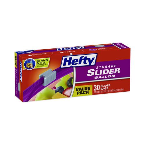 Slider Stand and Fill Food Storage Bags, Gallon, 10.56" x 11", Clear, 30 Bags/Box, 9 Boxes/Carton