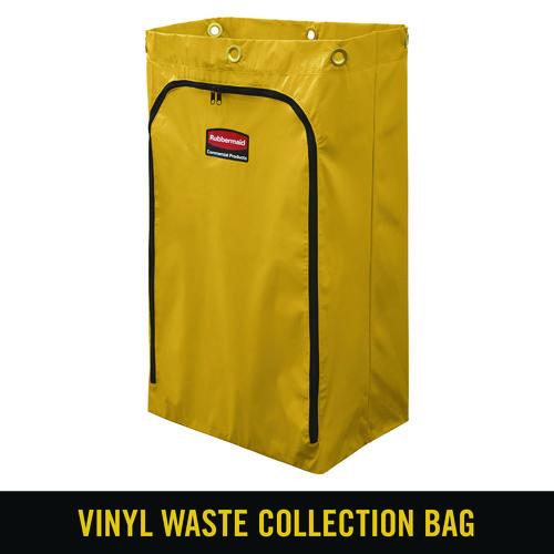 Zippered Vinyl Cleaning Cart Bag for Rubbermaid Commercial 6173-88, 24 gal, 17.25" x 10.5" x 30.5", Yellow