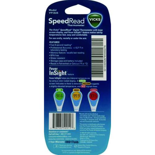 SpeedRead Digital Thermometer with Fever InSight, White/Blue