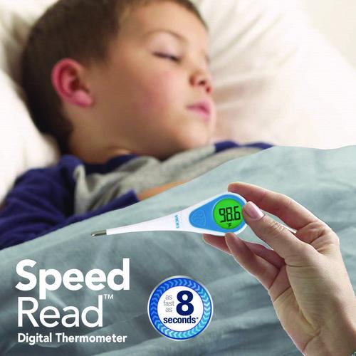 SpeedRead Digital Thermometer with Fever InSight, White/Blue