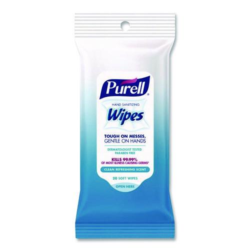Hand Sanitizing Wipes, Clean Refreshing Scent, White, 20 Wipes/Pack, 12 Packs/Carton