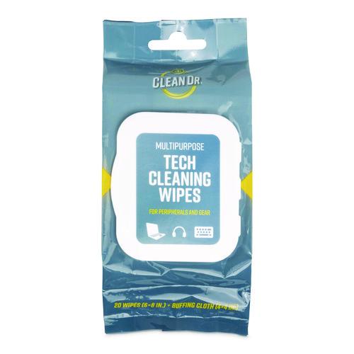 ScreenDr Device and Screen Cleaning Wipes, 6.88" x 3.9", Unscented, White/Gray, 20/Pack