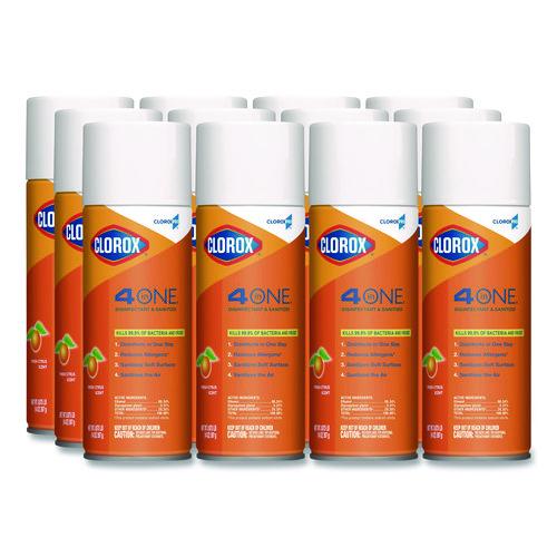 4-in-One Disinfectant and Sanitizer, Citrus, 14 oz Aerosol Spray, 12/Carton