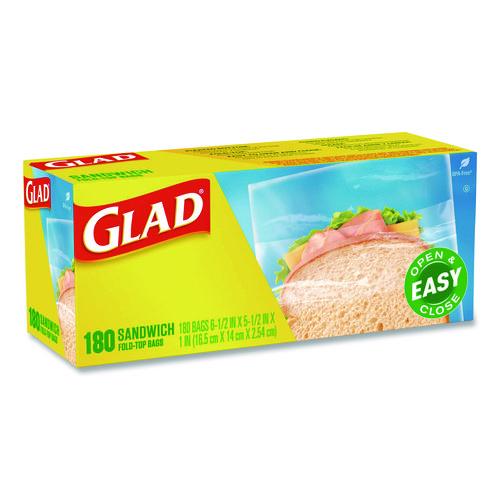 Fold Top Food Storage Plastic Sandwich Bags, 6.5 x 5.5, Clear, 180 Bags/Box, 12 Boxes/Carton