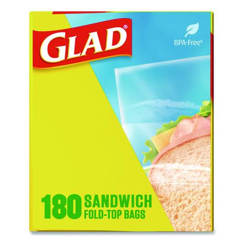 Fold Top Food Storage Plastic Sandwich Bags, 6.5 x 5.5, Clear, 180 Bags/Box, 12 Boxes/Carton