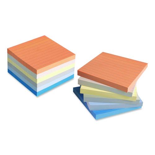 Ultra Sticky Note Pads, Note Ruled, 4" x 4", Assorted Colors, 100 Sheets/Pad, 6 Pads/Pack