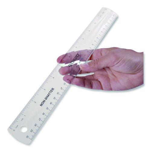 Non-Shatter Flexible Ruler, Standard/Metric, 12" Long, Plastic, Clear