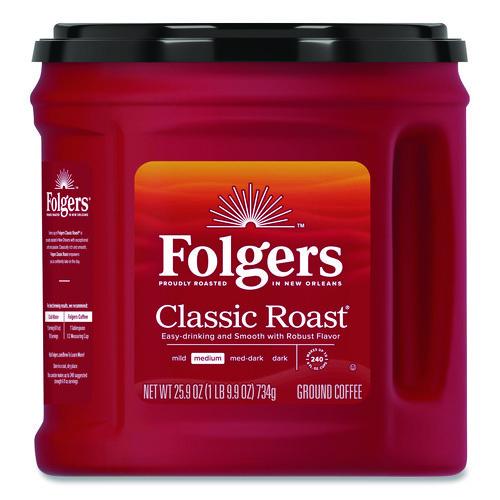 Coffee, Classic Roast, Ground, 25.9 oz Canister, 6/Carton