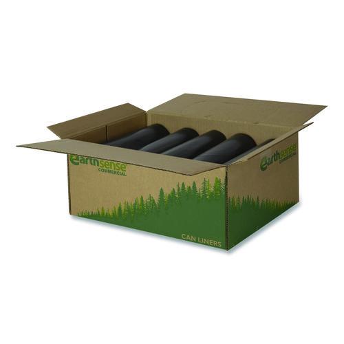 Linear Low Density Recycled Can Liners, 60 gal, 2 mil, 38" x 58", Black, 10 Bags/Roll, 10 Rolls/Carton