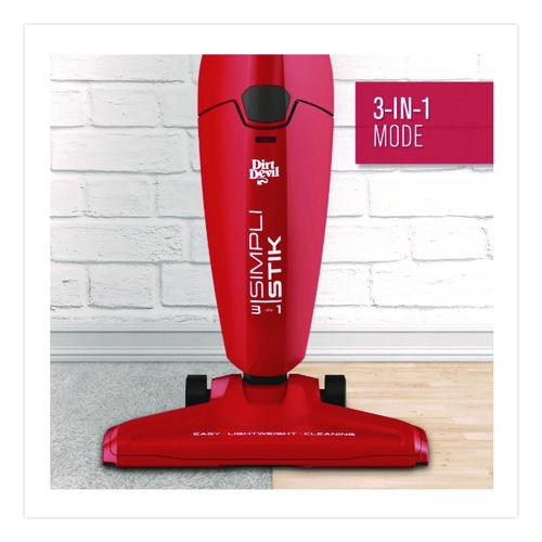 SimpliStick Bagless Stick Vacuum, 9" Cleaning Path, Red