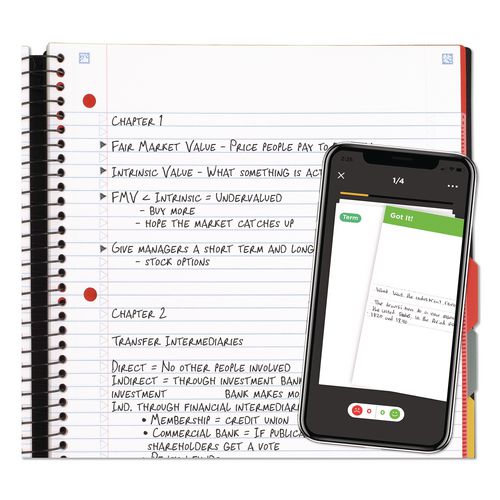 Advance Wirebound Notebook, 5-Subject, Medium/College Rule, Randomly Assorted Cover Color, (200) 11 x 8.5 Sheets