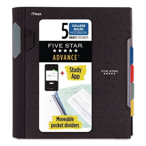 Advance Wirebound Notebook, 5-Subject, Medium/College Rule, Randomly Assorted Cover Color, (200) 11 x 8.5 Sheets