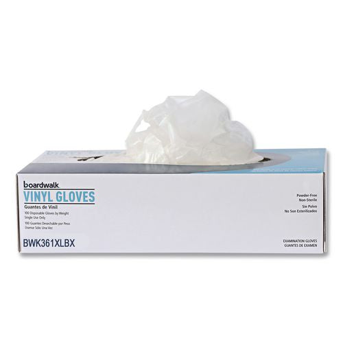 Exam Vinyl Gloves, Powder-Free, X-Large, 3.6 mil Thick, 9.5" Long, Clear, 100/Box, 10 Boxes/Carton