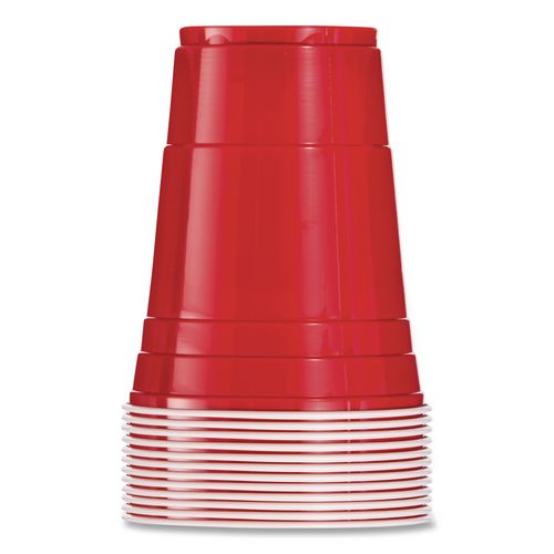 SOLO Party Plastic Cold Drink Cups, 16 oz, Red, 50/Pack