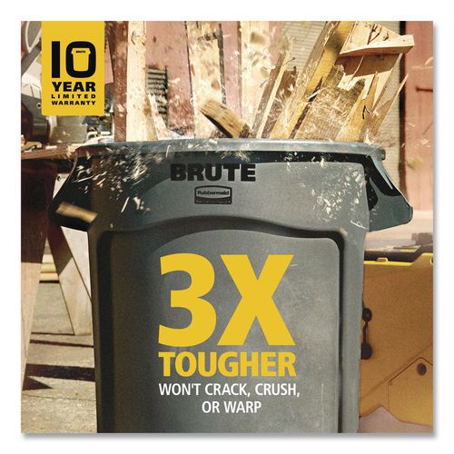 Vented Round Brute Container, 44 gal, Plastic, Black