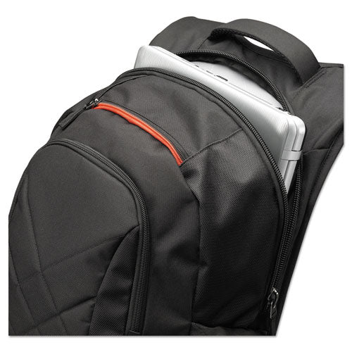 Backpack, Fits Devices Up to 16", Polyester, 9.5 x 14 x 16.75, Black