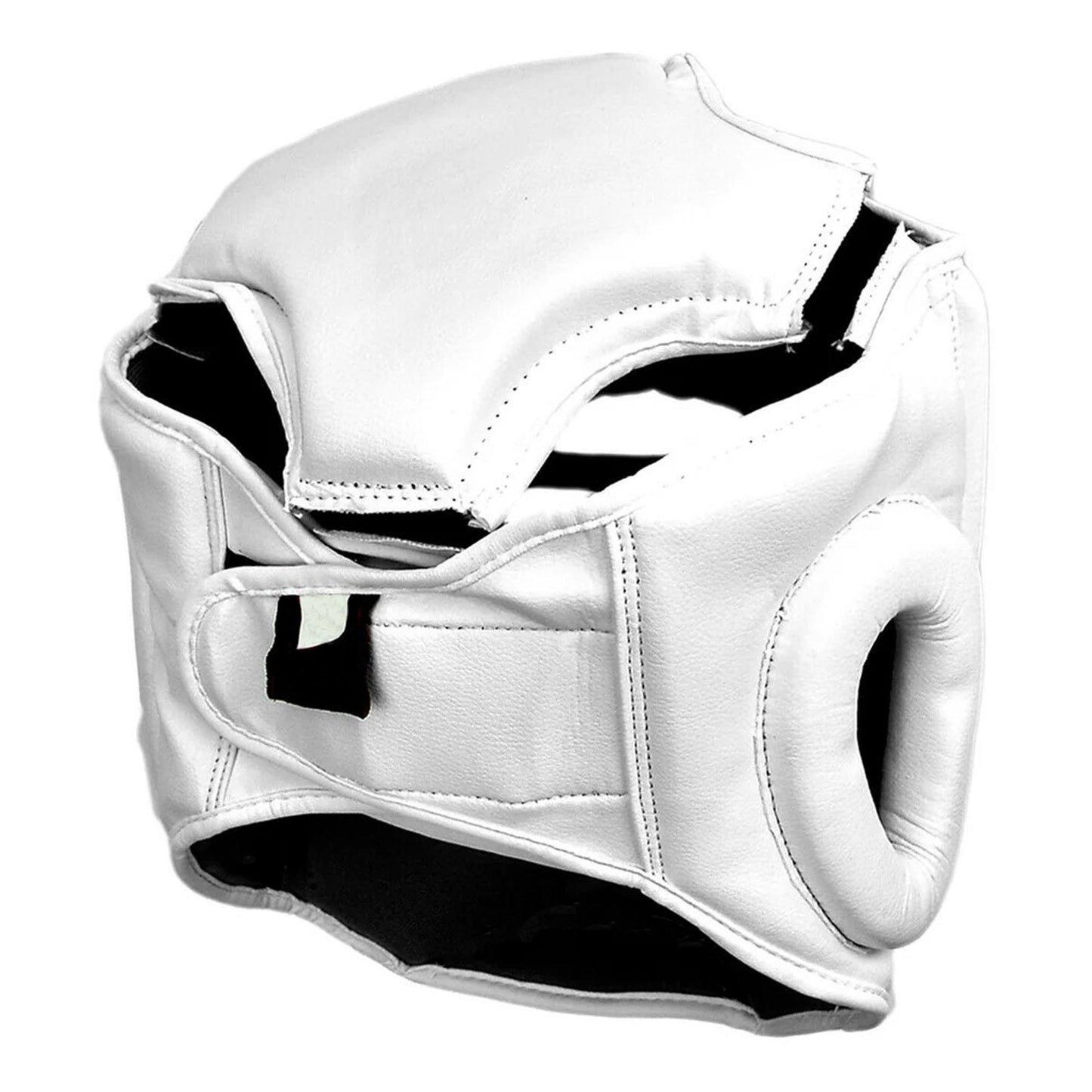 White Head Gear with Face Cage – Synthetic Leather