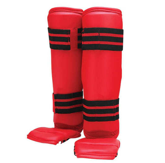 Shin Instep Guard, TKD Vinyl, Red