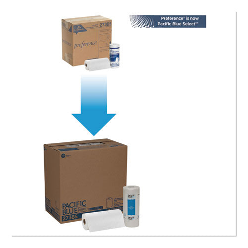 Pacific Blue Select Two-Ply Perforated Paper Kitchen Roll Towels, 2-Ply, 11 x 8.8, White, 85/Roll, 30 Rolls/Carton