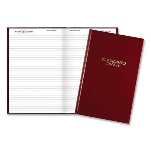 Standard Diary Daily Diary, 2026 Edition, Wide/Legal Rule, Red Cover, (200) 12 x 7.75 Sheets
