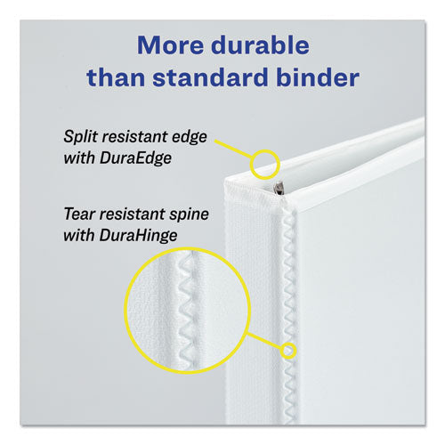 Durable View Binder with DuraHinge and EZD Rings, 3 Rings, 1" Capacity, 11 x 8.5, White, 12/Carton (9301)