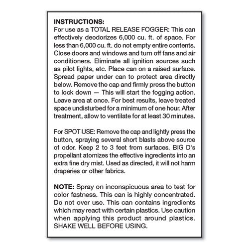 Odor Control Fogger, Original Scent, 5 oz Aerosol Spray, 12/Carton