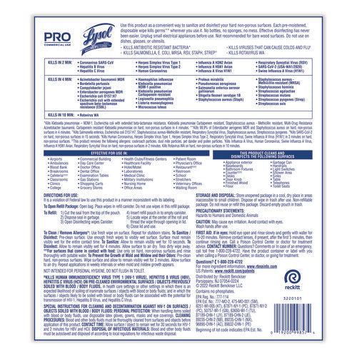 Professional Disinfecting Wipe Bucket Refill, 1-Ply, 6 x 8, Lemon and Lime Blossom, White, 800 Wipes/Bag, 2 Refill Bags/CT