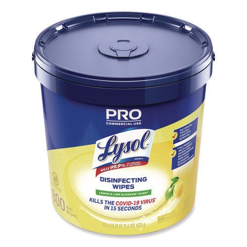 Professional Disinfecting Wipe Bucket, 1-Ply, 6 x 8, Lemon and Lime Blossom, White, 800 Wipes/Bucket, 2 Buckets/Carton