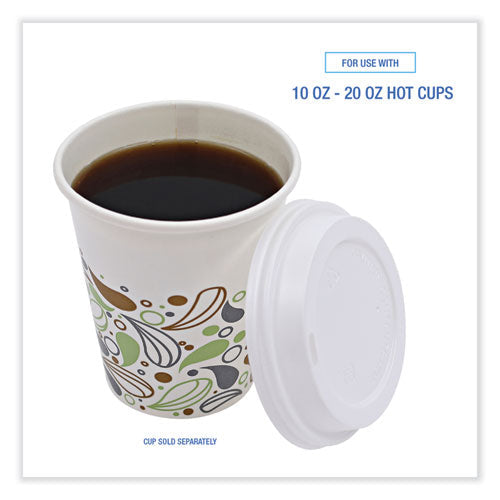 Deerfield Hot Cup Lids, Fits 10 oz to 20 oz Boardwalk Deerfield Hot Cups, Plastic, White, 50/Pack, 20 Packs/Carton