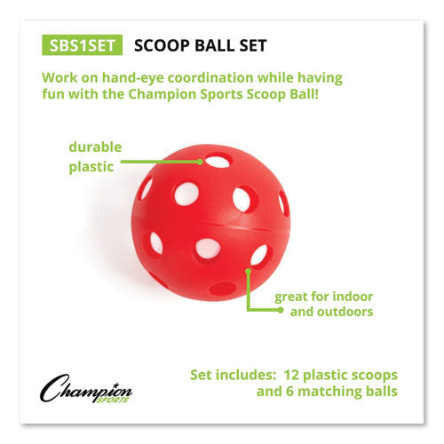 Scoop Ball Set, Plastic, Assorted Colors, 2 Scoops,1 Ball/Set, 6/Set