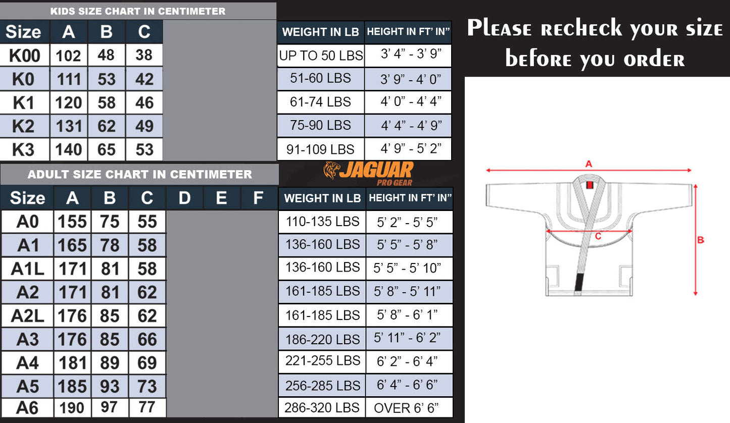 JAGUAR PRO GEAR - Regular Brazilian Jiu Jitsu Gi Top White - IBJJF Compliant