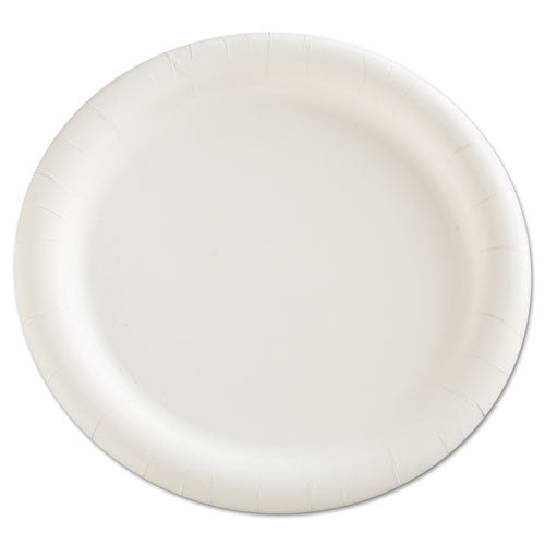 Premium Coated Paper Plates, 9" dia, White, 125/Pack, 4 Packs/Carton