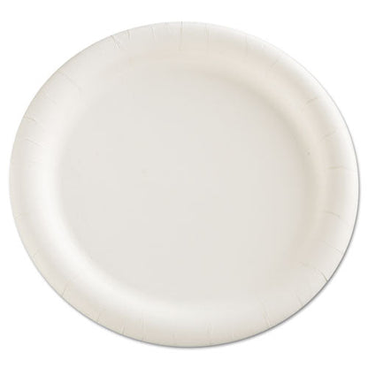 Premium Coated Paper Plates, 9" dia, White, 125/Pack, 4 Packs/Carton