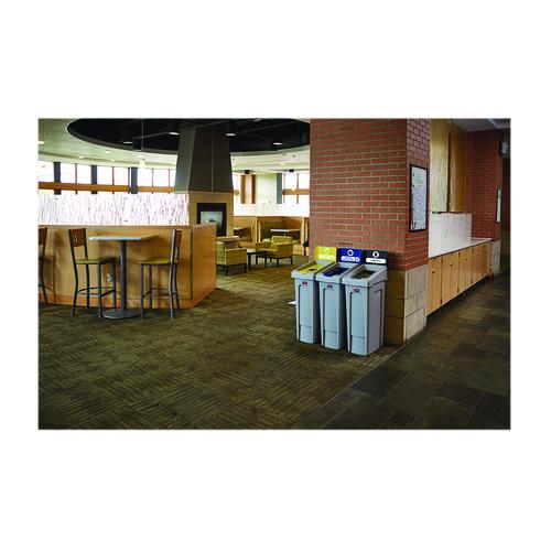 Slim Jim Recycling Station Kit, 1-Stream Mixed Recycling, 23 gal, Plastic, Gray/Blue