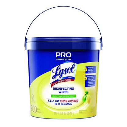 Professional Disinfecting Wipe Bucket, 1-Ply, 6 x 8, Lemon and Lime Blossom, White, 800 Wipes/Bucket, 2 Buckets/Carton