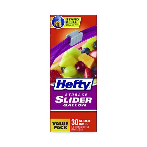 Slider Stand and Fill Food Storage Bags, Gallon, 10.56" x 11", Clear, 30 Bags/Box, 9 Boxes/Carton