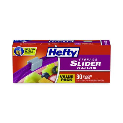 Slider Stand and Fill Food Storage Bags, Gallon, 10.56" x 11", Clear, 30 Bags/Box, 9 Boxes/Carton