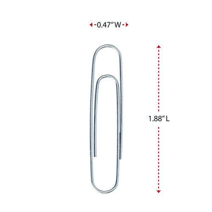 Paper Clips, Jumbo, Smooth, Silver, 100 Clips/Box, 10 Boxes/Pack