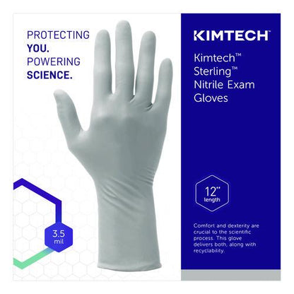 STERLING Nitrile-Xtra Exam Gloves, Powder-Free, AQL 1.0, Large, 3.5 mil Thick, 12" Long, Gray, 100/Box, 10 Boxes/Carton