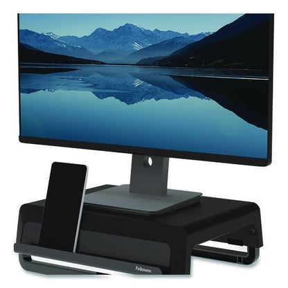 Breyta Monitor Stand, 13.94" x 11.97" x 3.23" to 5.9", Black, Supports 33 lb