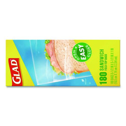 Fold Top Food Storage Plastic Sandwich Bags, 6.5 x 5.5, Clear, 180 Bags/Box, 12 Boxes/Carton