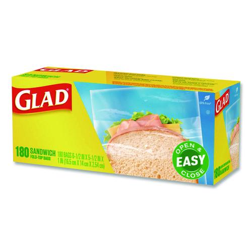 Fold Top Food Storage Plastic Sandwich Bags, 6.5 x 5.5, Clear, 180 Bags/Box, 12 Boxes/Carton