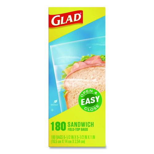 Fold Top Food Storage Plastic Sandwich Bags, 6.5 x 5.5, Clear, 180 Bags/Box, 12 Boxes/Carton