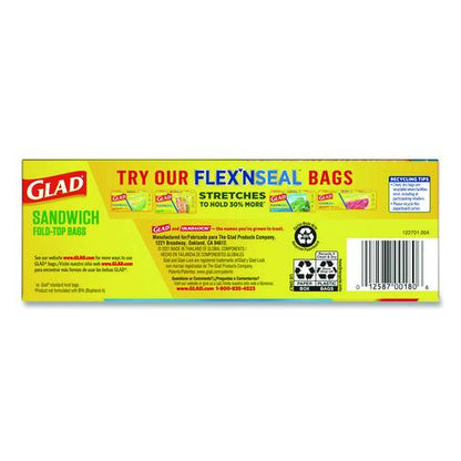 Fold Top Food Storage Plastic Sandwich Bags, 6.5 x 5.5, Clear, 180 Bags/Box, 12 Boxes/Carton