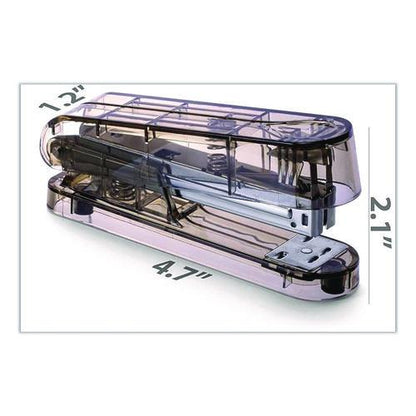 Recycled Plastic Three-Piece Desk Set: (1) Pencil Cup, (1) Stapler, (1) Tape Dispenser, (1) Roll of Tape, Translucent Ash
