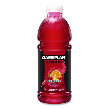 Gameplan Sports Drink, Fruit Punch, 20 oz Bottle, 24/Carton